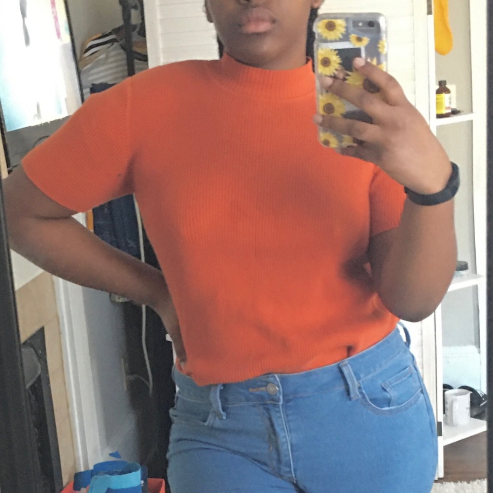 Kim Roger sport Orange Short Sleeve no Turtleneck